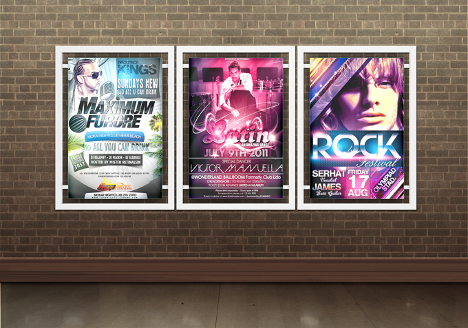 Glass Flyer and Poster Display Mockup