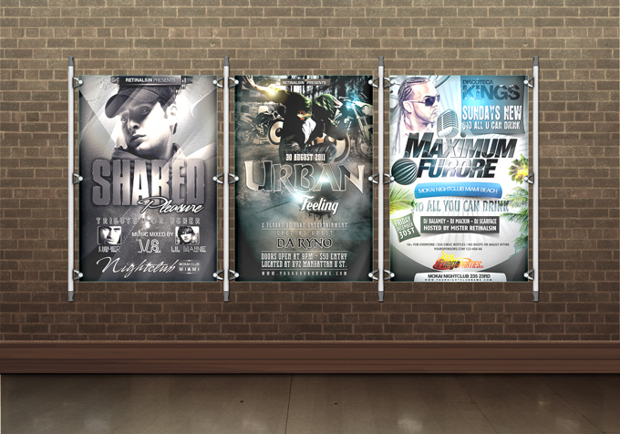 Glass Flyer and Poster Display Mockup