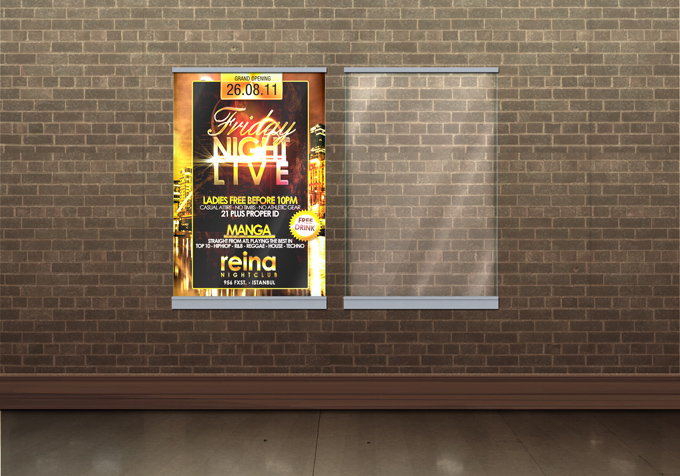 Glass Flyer and Poster Display Mockup