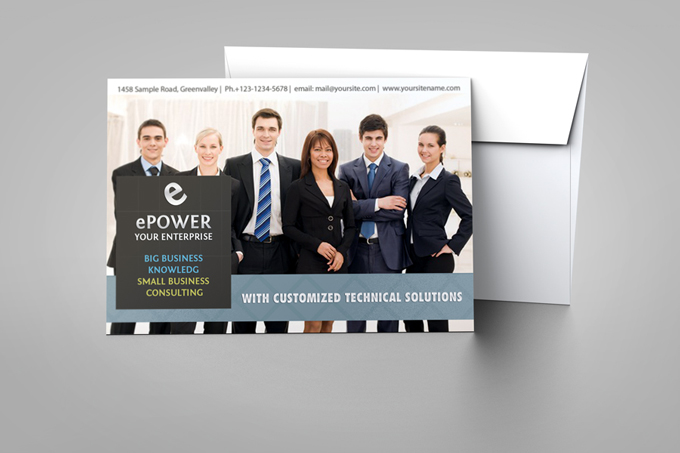 Postcard With Envelope Mockup