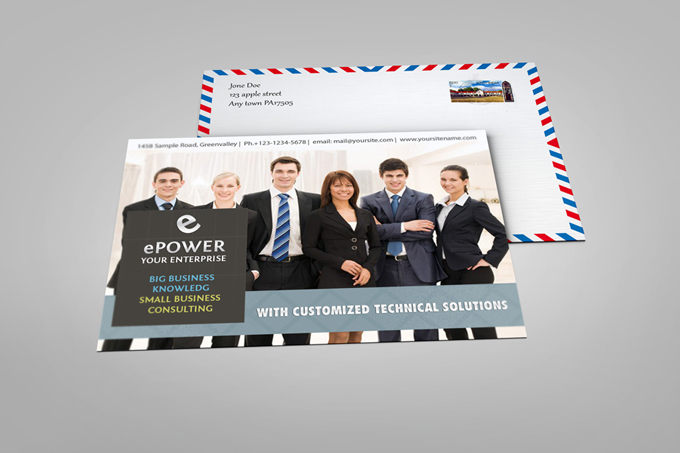 Postcard With Envelope Mockup