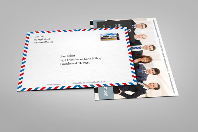 Postcard With Envelope Mockup