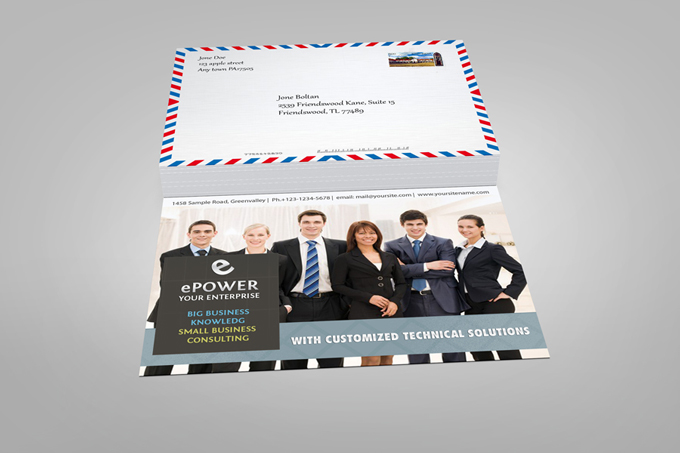 Postcard With Envelope Mockup