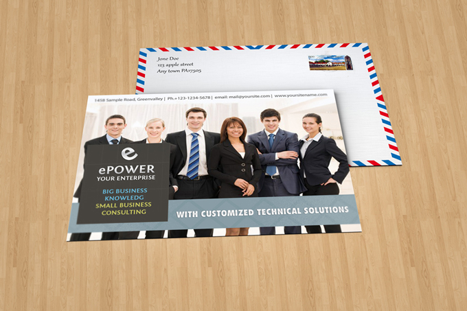 Postcard With Envelope Mockup