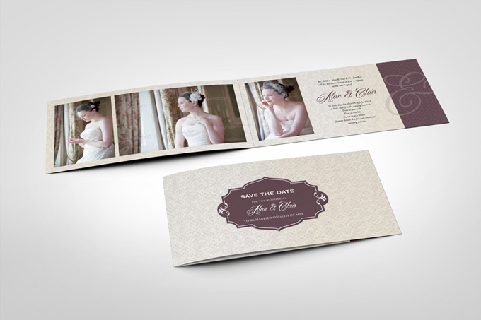 DL Folded Invitation Card Mock-Up