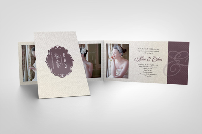DL Folded Invitation Card Mock-Up