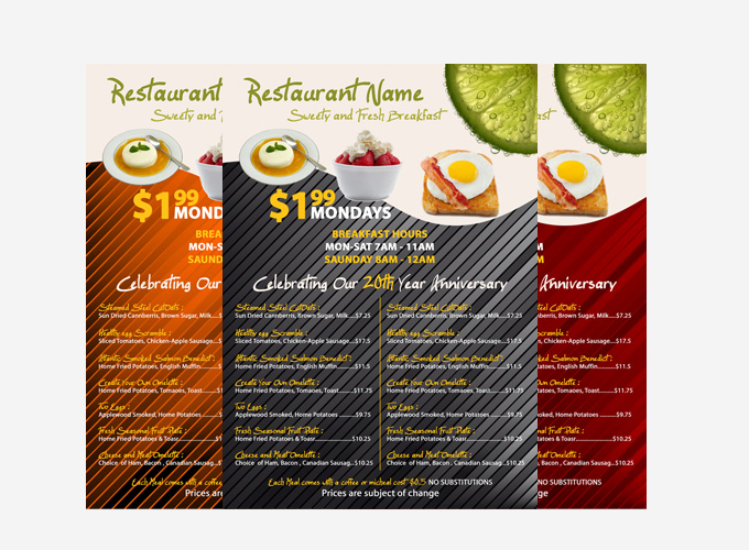 Restaurant Coffee Breakfast Menu