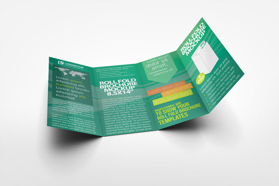 Roll Fold Brochure Mockup