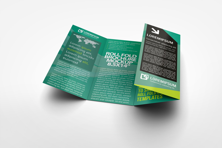 Roll Fold Brochure Mockup