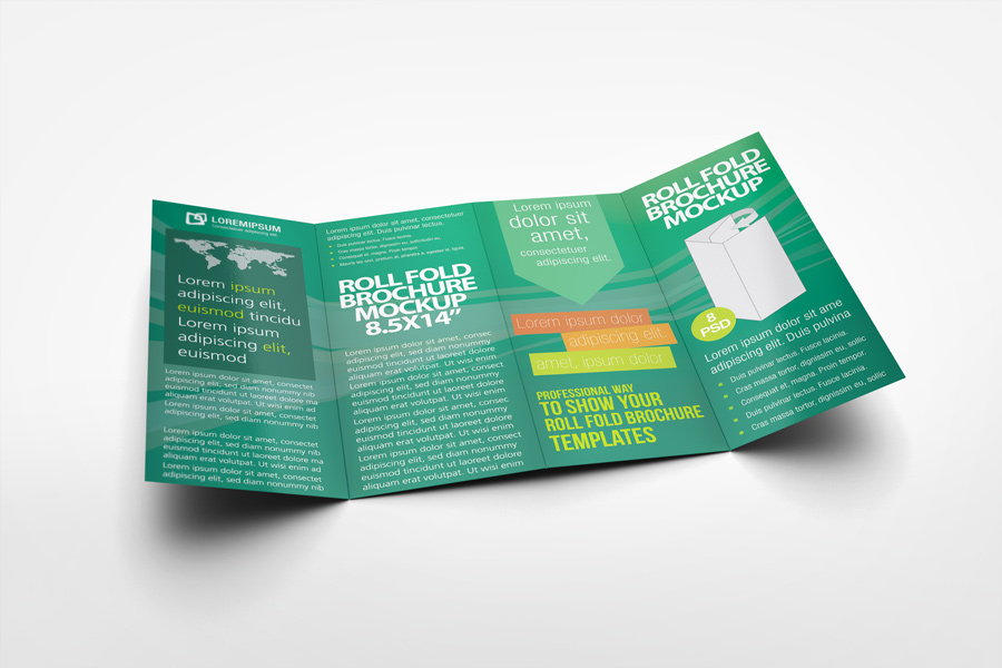 Roll Fold Brochure Mockup