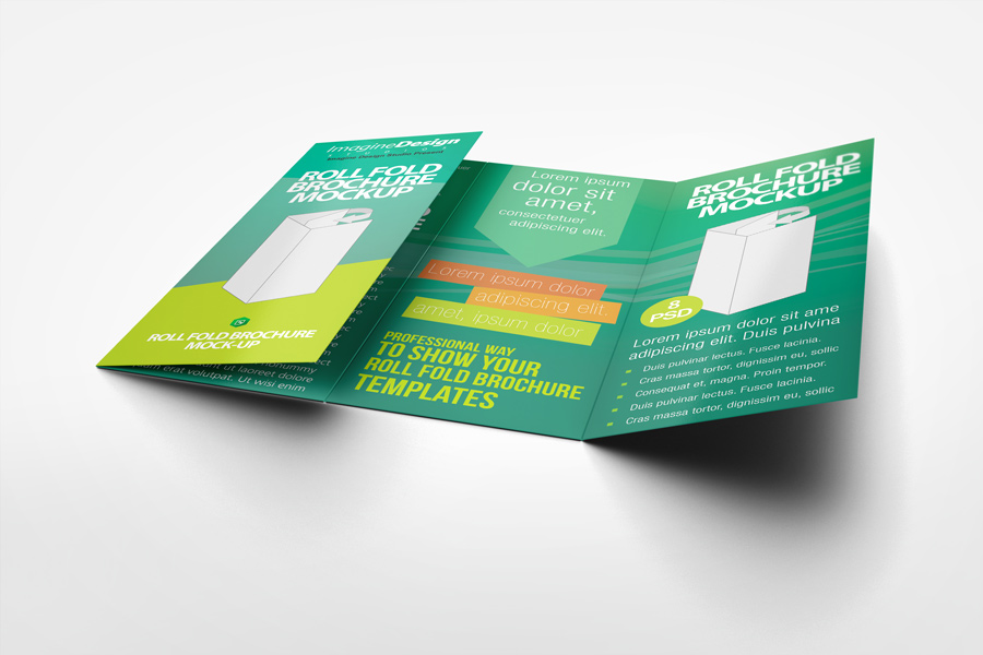 Roll Fold Brochure Mockup