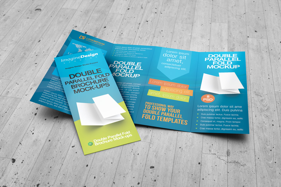 Double Parallel Fold Brochure Mockup