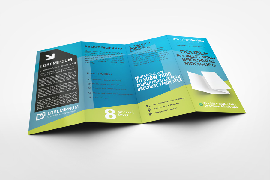 Double Parallel Fold Brochure Mockup