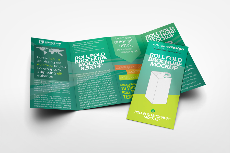 Roll Fold Brochure Mockup