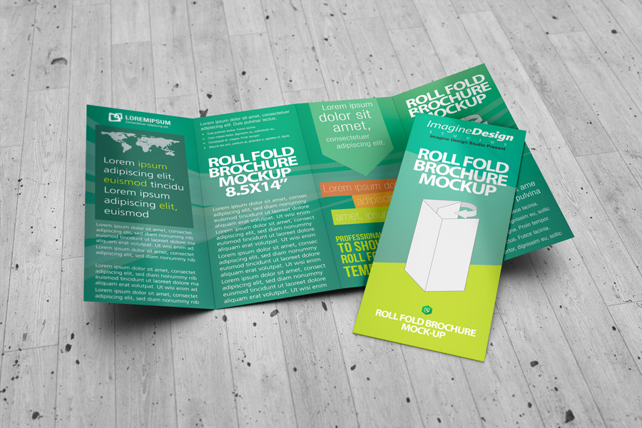Roll Fold Brochure Mockup