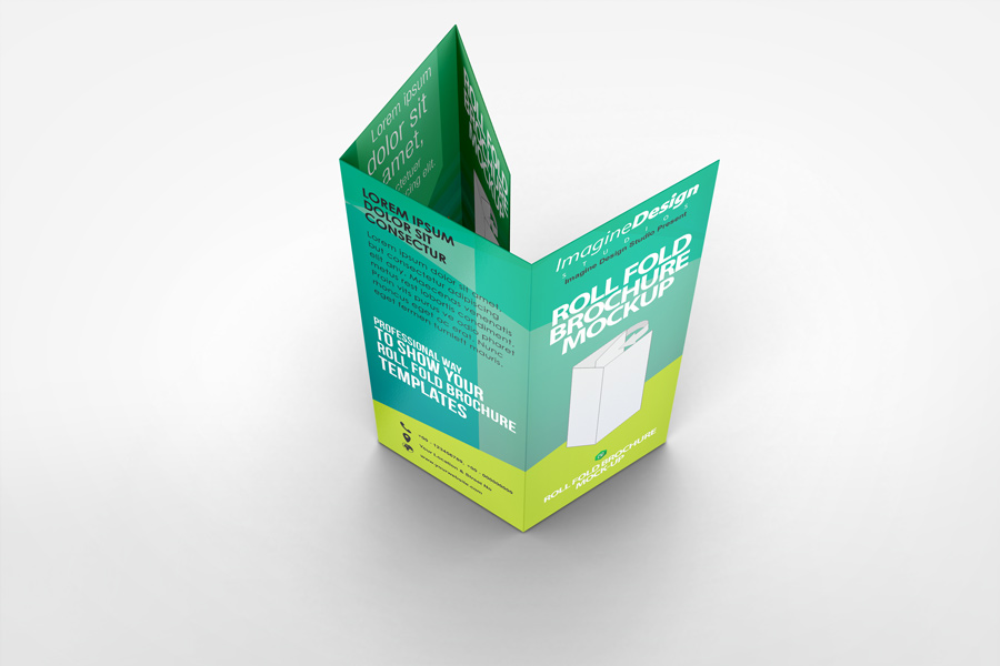 Roll Fold Brochure Mockup