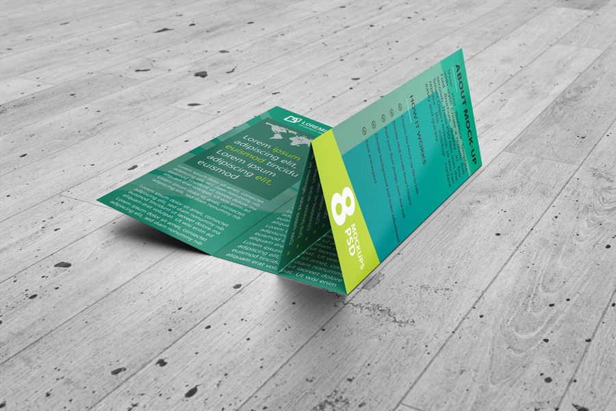 Roll Fold Brochure Mockup