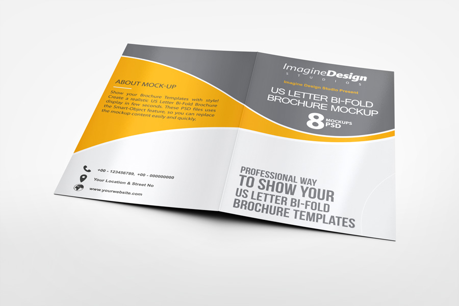 US Letter Bi-Fold Brochure Mock-Up