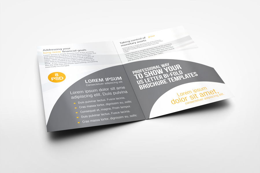 US Letter Bi-Fold Brochure Mock-Up