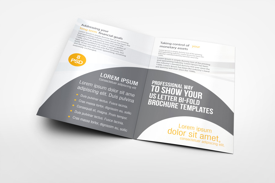 US Letter Bi-Fold Brochure Mock-Up