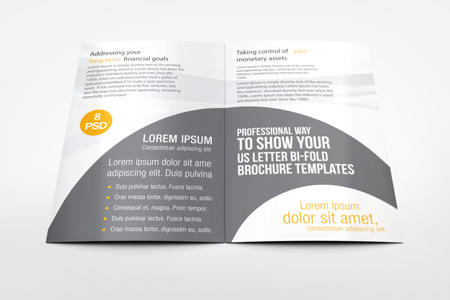 US Letter Bi-Fold Brochure Mock-Up