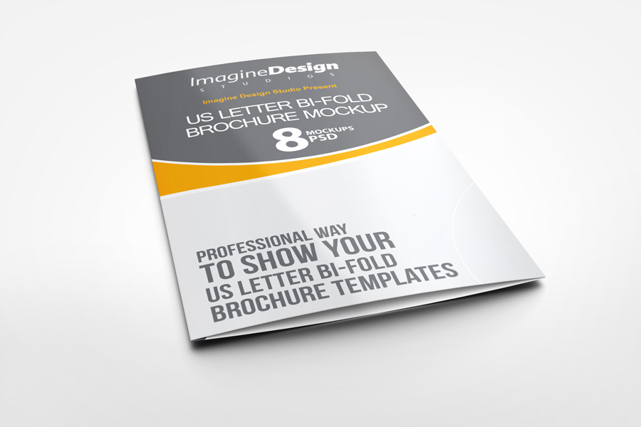 US Letter Bi-Fold Brochure Mock-Up