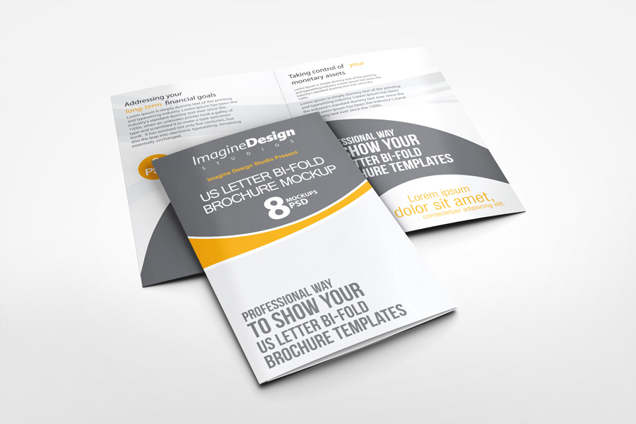 US Letter Bi-Fold Brochure Mock-Up