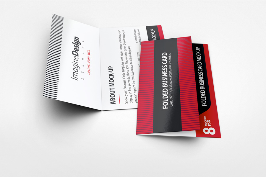 Folded Business Card Mockup V3