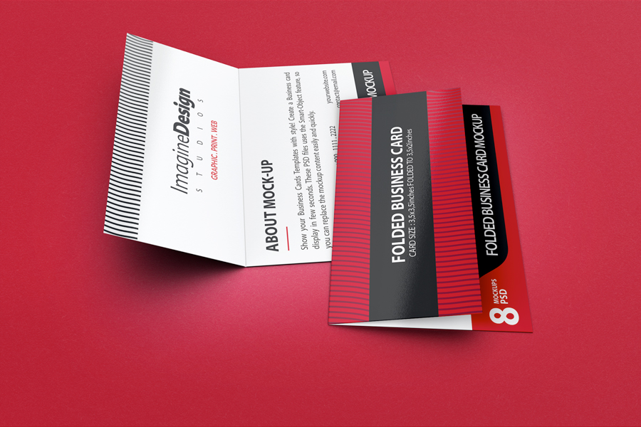 Folded Business Card Mockup V3