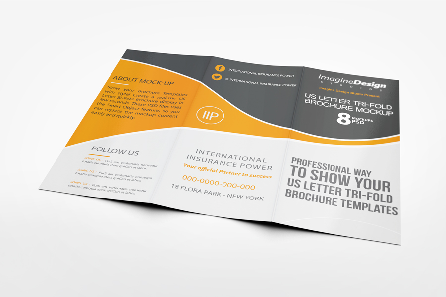 US Letter Tri-Fold Brochure Mockup
