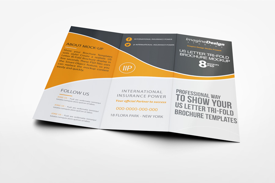US Letter Tri-Fold Brochure Mockup