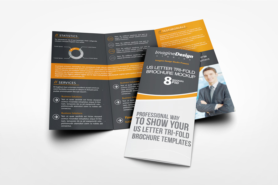 US Letter Tri-Fold Brochure Mockup