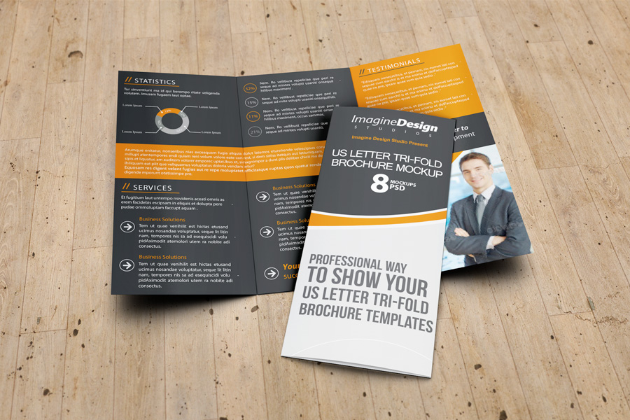 US Letter Tri-Fold Brochure Mockup