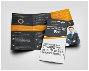 US Letter TriFold Brochure Mockup
