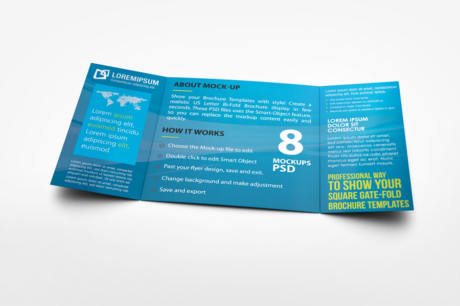 Square Gate Fold Brochure Mockup