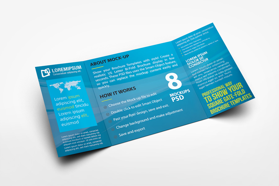 Square Gate Fold Brochure Mockup