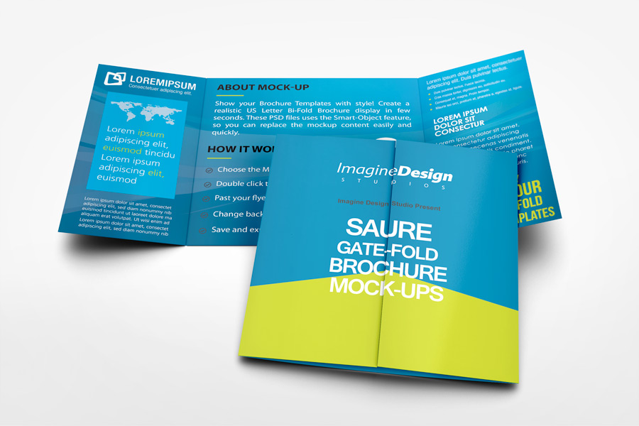 Square Gate Fold Brochure Mockup