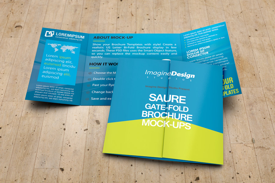 Square Gate Fold Brochure Mockup