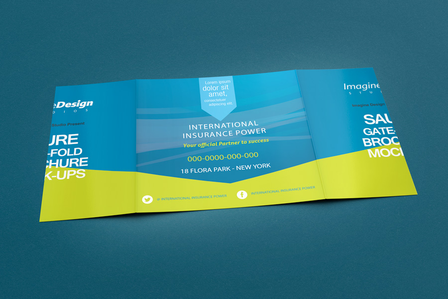 Square Gate Fold Brochure Mockup