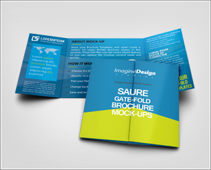 Square Gate Fold Brochure Mockup