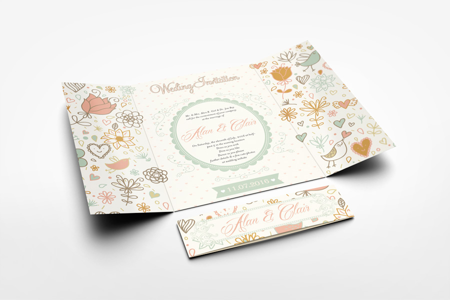 Gatefold Wedding Invitation Mockup