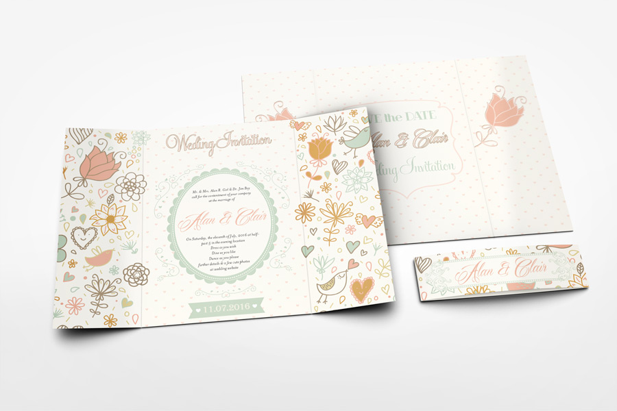 Gatefold Wedding Invitation Mockup