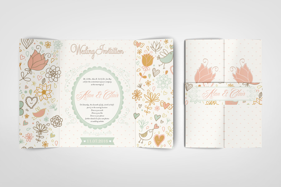 Gatefold Wedding Invitation Mockup