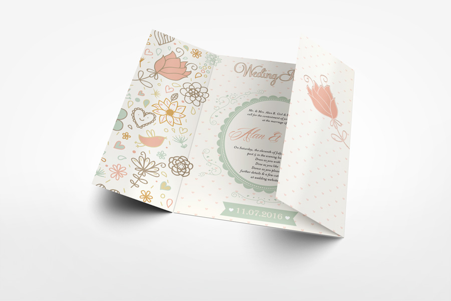 Gatefold Wedding Invitation Mockup