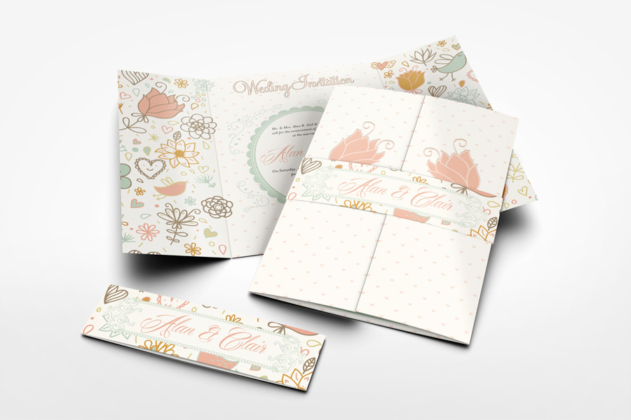Gatefold Wedding Invitation Mockup