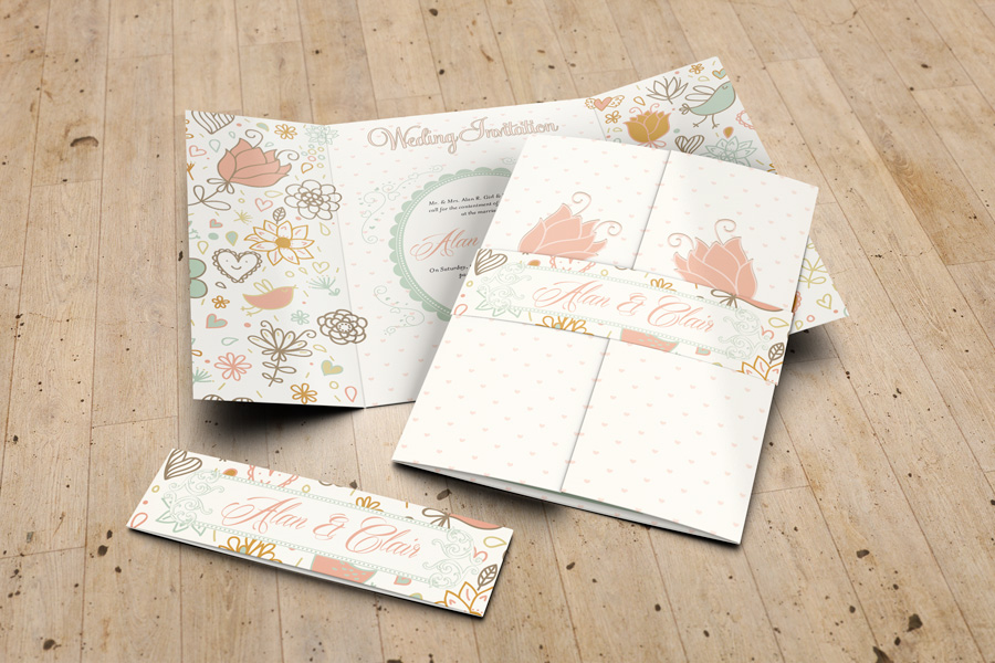 Gatefold Wedding Invitation Mockup