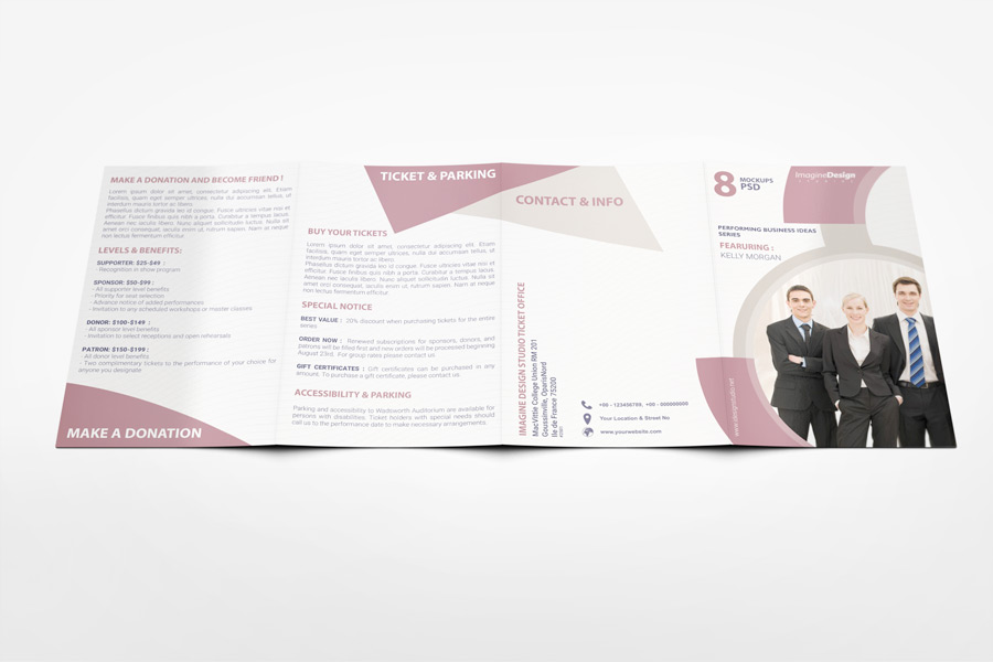 Roll Fold Brochure Mockup