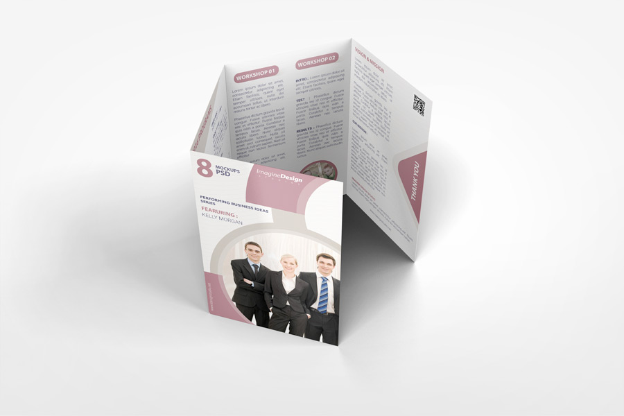 Roll Fold Brochure Mockup