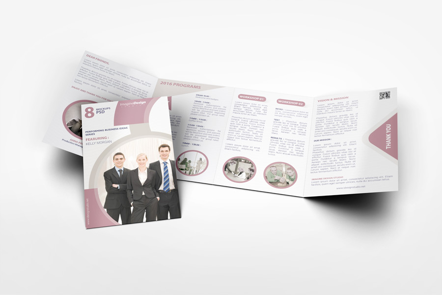 Roll Fold Brochure Mockup