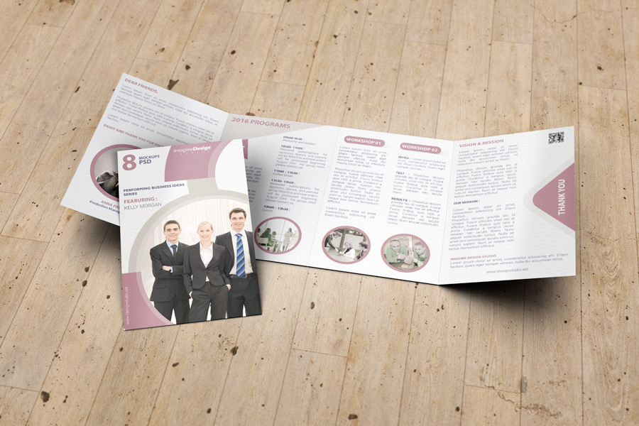 Roll Fold Brochure Mockup